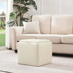 Square Storage Ottoman Set with Footstool and Tray
