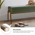 Glitzhome 42.25W Modern Leatherette Bench with Walnut Rubberwood Legs