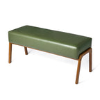 Glitzhome 42.25W Modern Leatherette Bench with Walnut Rubberwood Legs