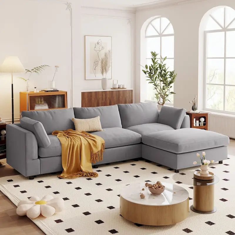 Upholstery Convertible Sectional Sofa,L Shaped Couch with Reversible Chaise for Living Room