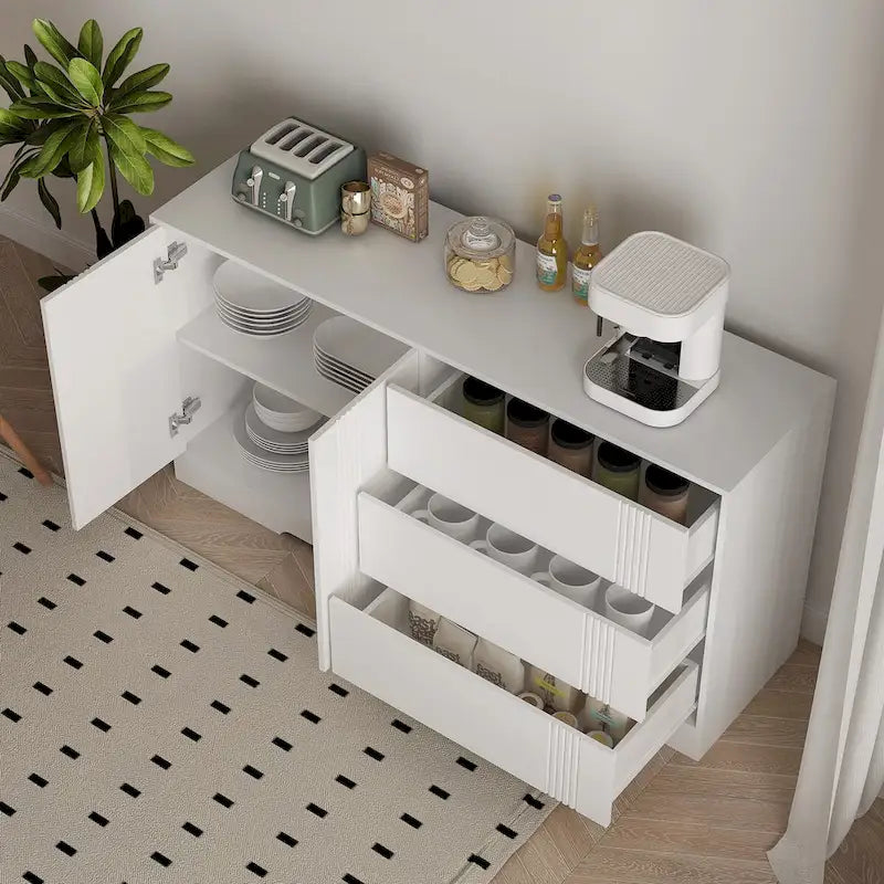 Sideboard Cabinet with Storage,Kitchen Buffet Storage Cabinet with Drawer and Doors, Large Coffee Bar with Adjustable Shelves