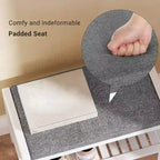 Shoe Rack Bench with Cushion Upholstered Padded Seat