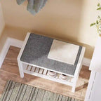 Shoe Rack Bench with Cushion Upholstered Padded Seat