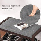 Shoe Rack Bench with Cushion Upholstered Padded Seat