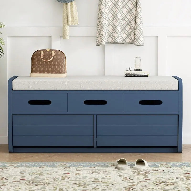 Storage Bench with 2 Drawers and Hidden Storage Space