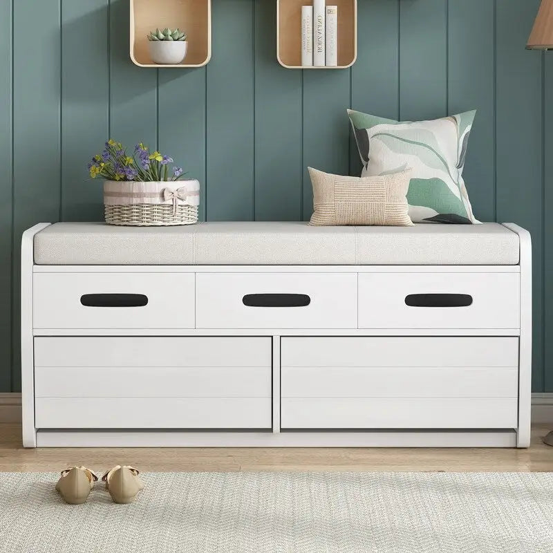 Storage Bench with 2 Drawers and Hidden Storage Space