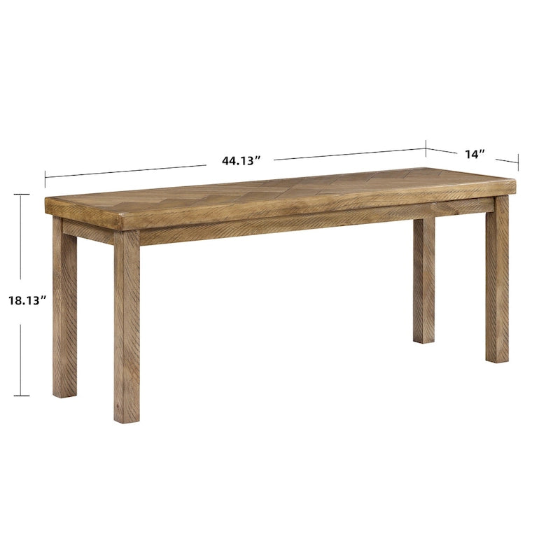 Chevron Pattern 44 Length Wooden Entryway Dining Bench