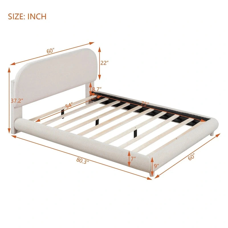 Teddy Fleece Full Size Upholstered Platform Bed with Thick Fabric