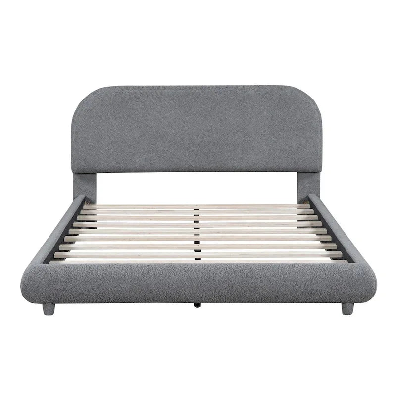 Teddy Fleece Full Size Upholstered Platform Bed with Thick Fabric