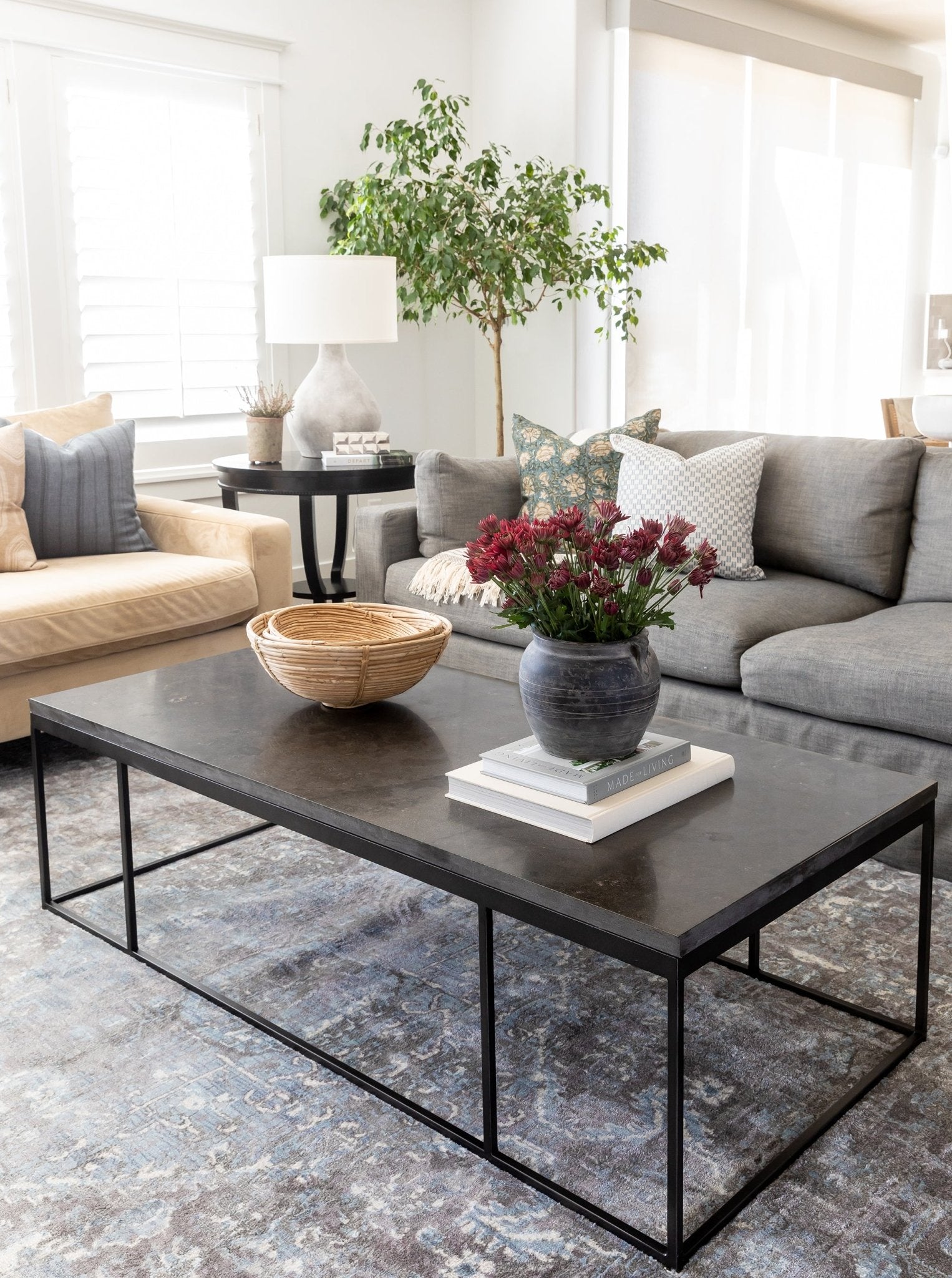 Archer Side Table - Metal Base, Stone Top