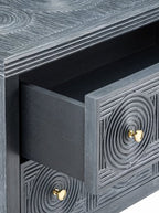 Barton Nightstand - Mahogany Wood, Metal Base