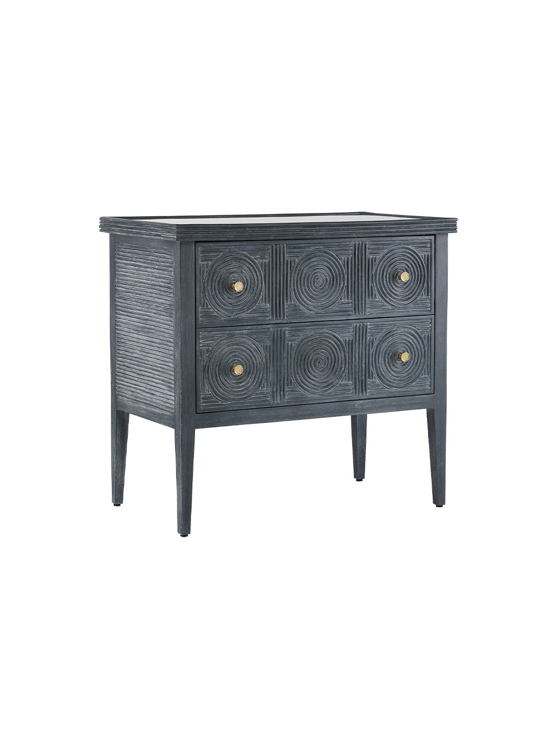 Barton Nightstand - Mahogany Wood, Metal Base