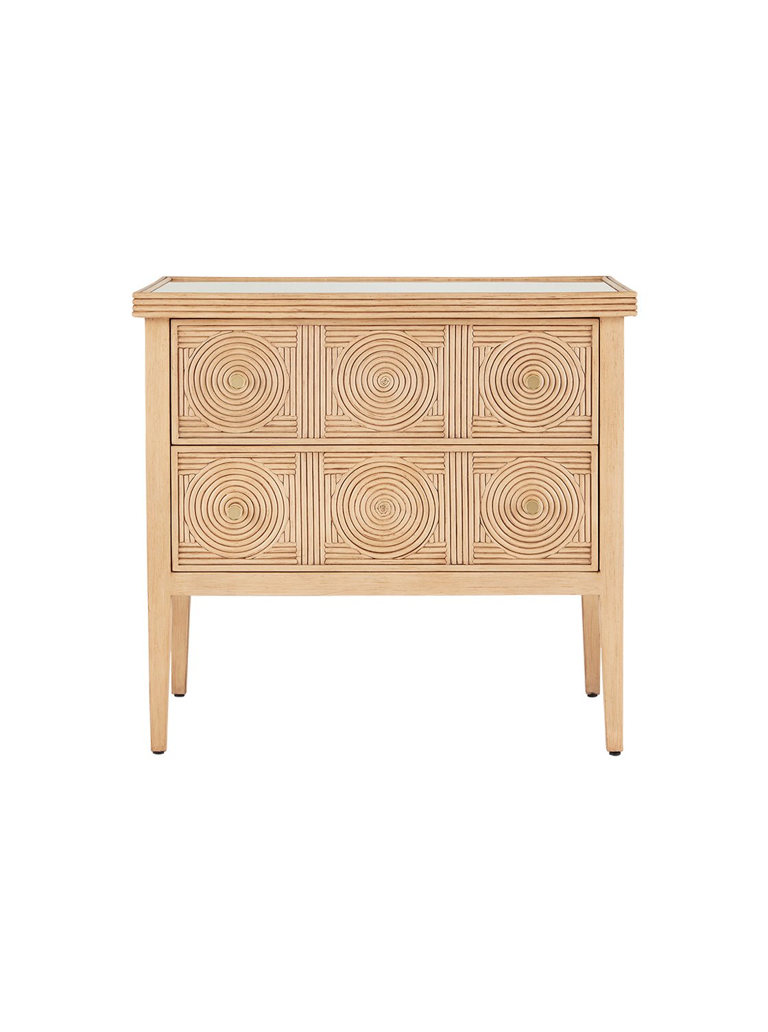 Barton Nightstand - Mahogany Wood, Metal Base