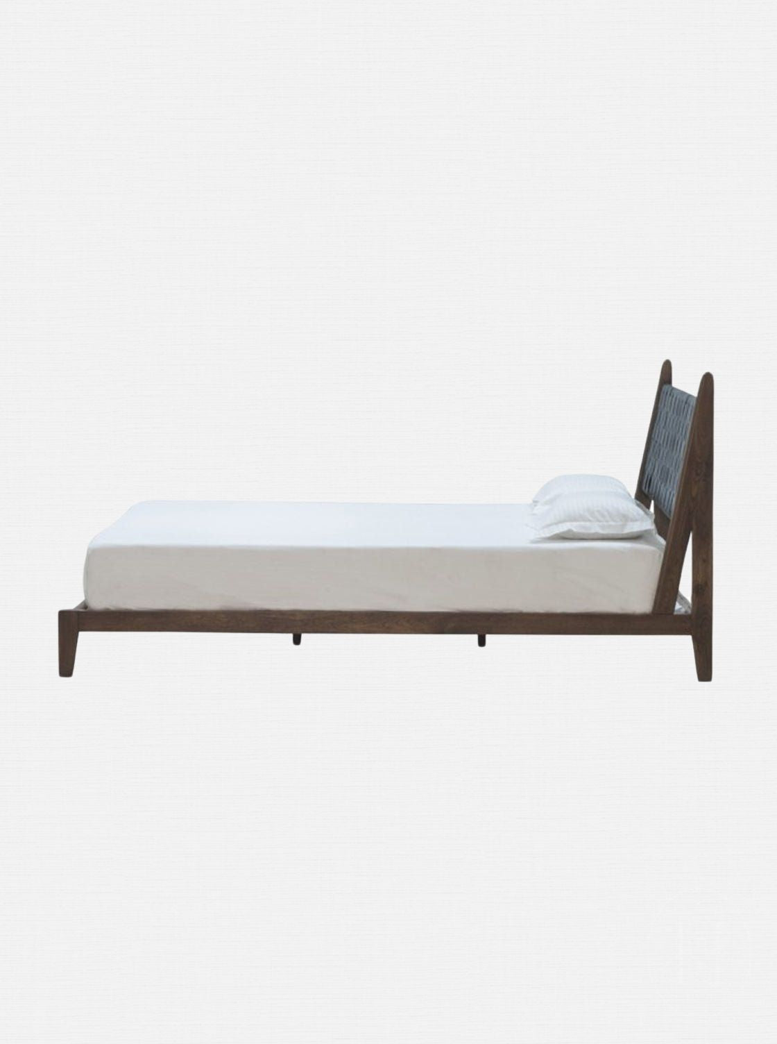 Benton Bed - Leather, Teak Wood