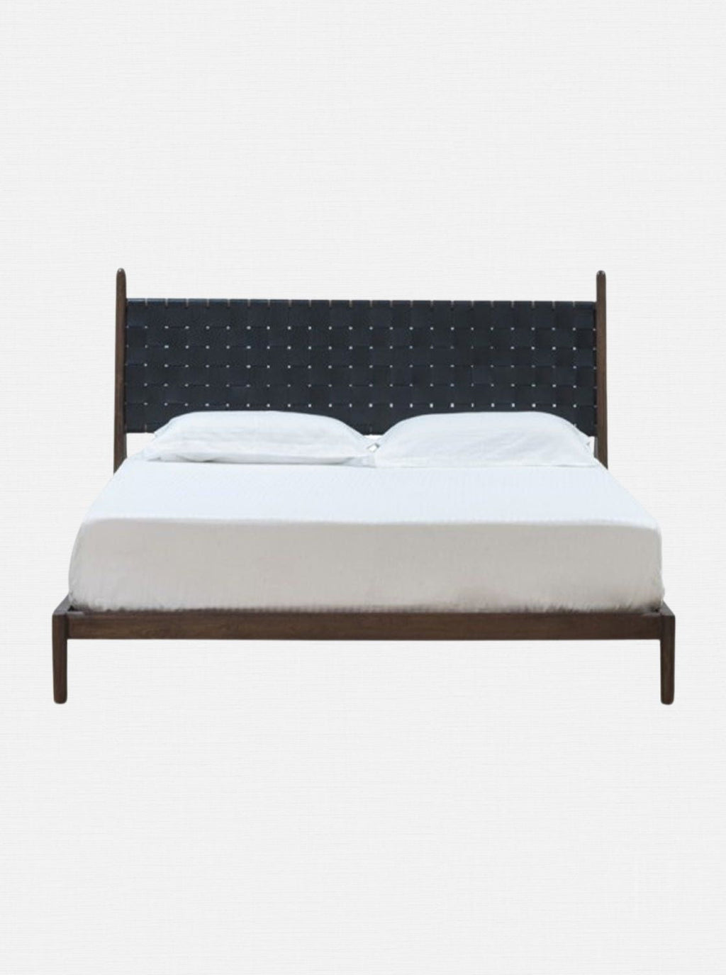 Benton Bed - Leather, Teak Wood
