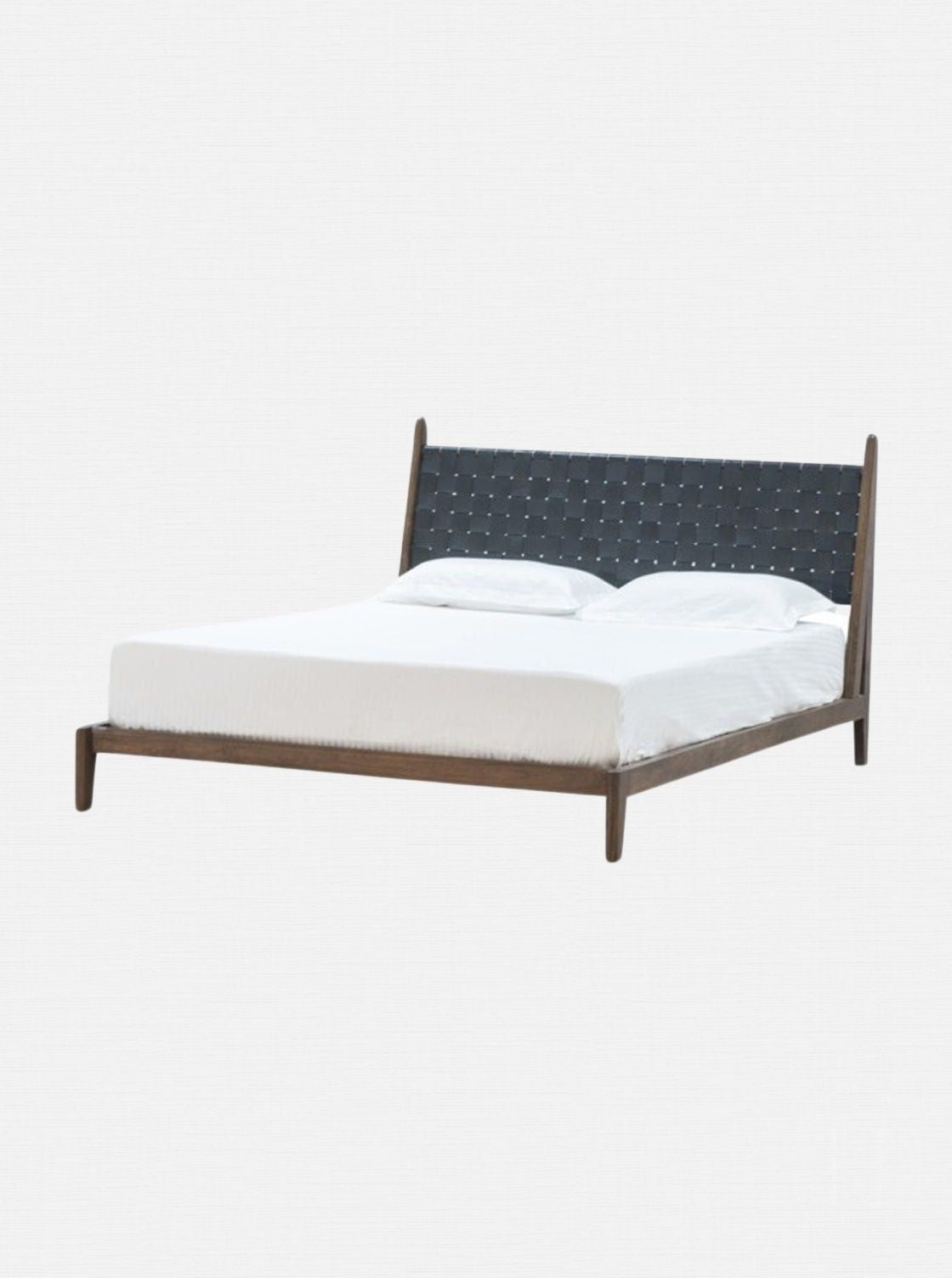 Benton Bed - Leather, Teak Wood