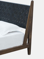 Benton Bed - Leather, Teak Wood