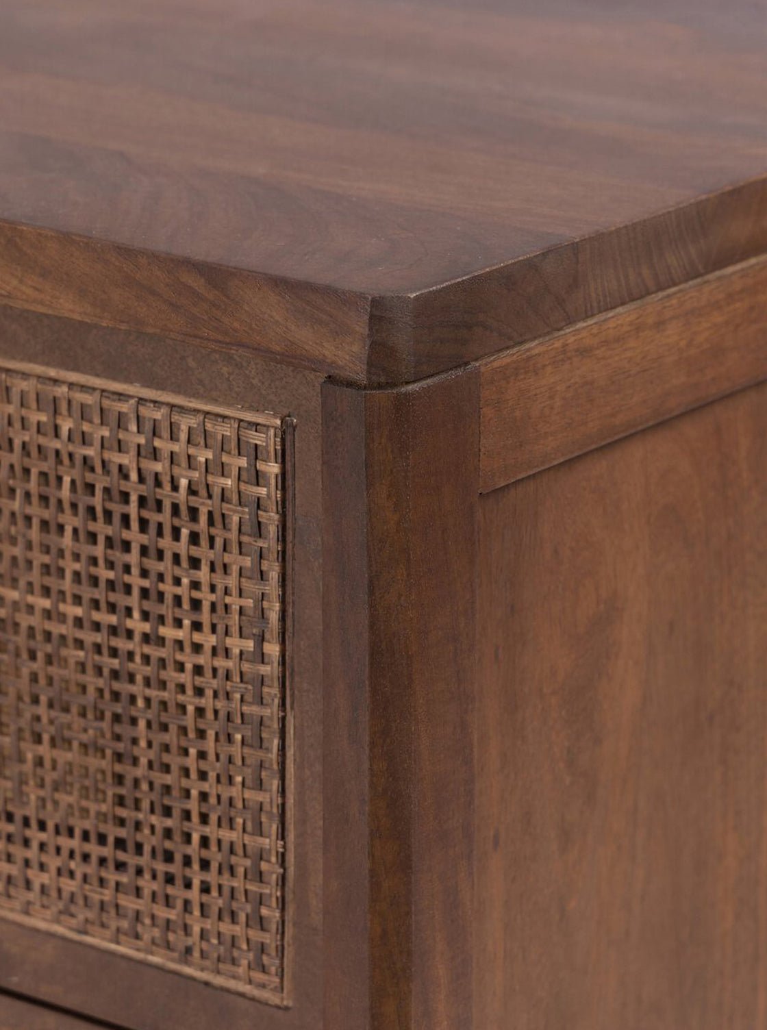 Bria Nine Drawer Dresser - Mango Wood, Cane Detail