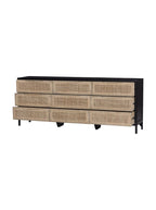 Bria Nine Drawer Dresser - Mango Wood, Cane Detail