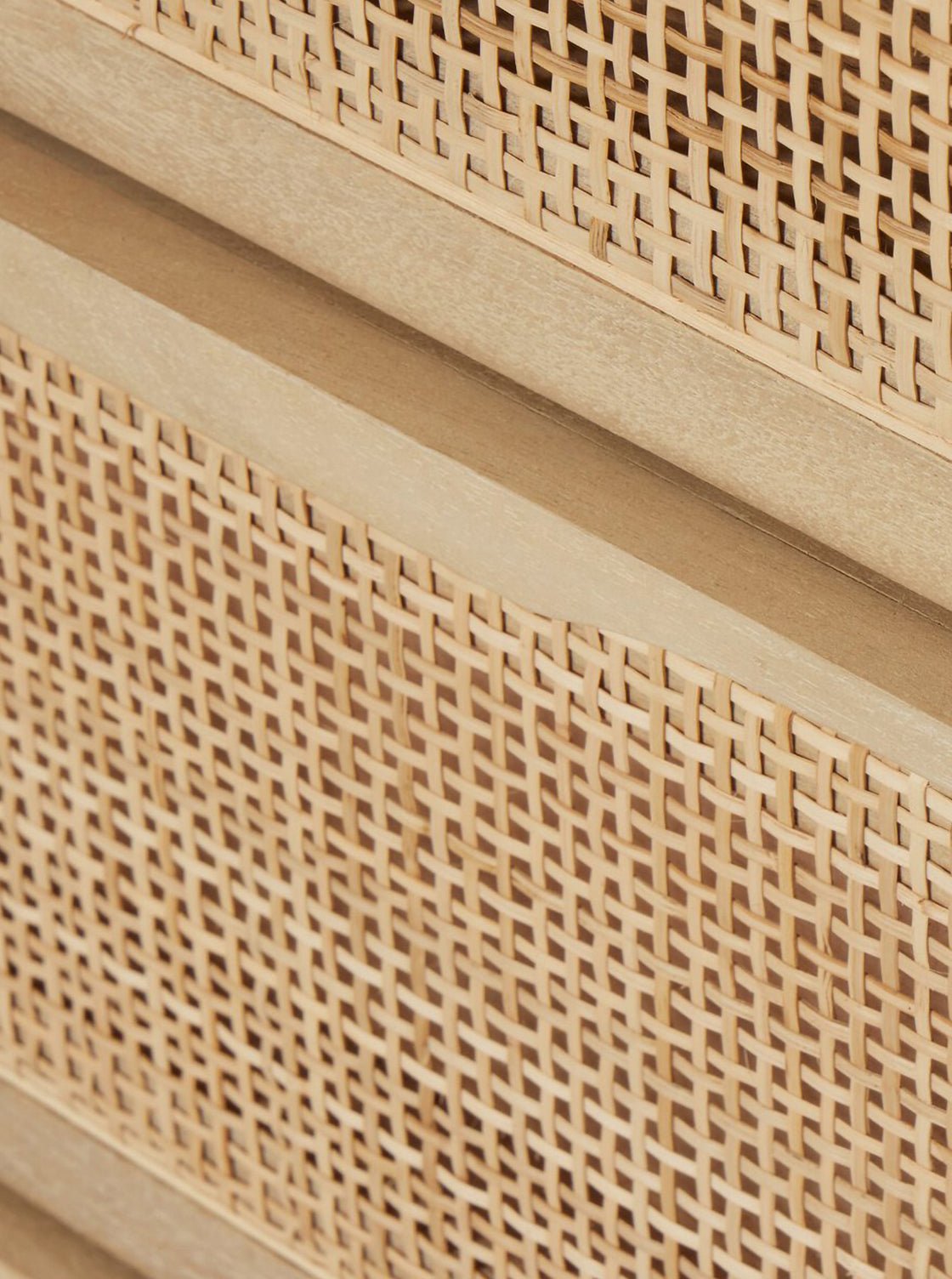 Bria Nine Drawer Dresser - Mango Wood, Cane Detail