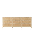 Bria Nine Drawer Dresser - Mango Wood, Cane Detail