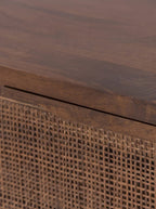 Bria Nine Drawer Dresser - Mango Wood, Cane Detail