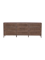 Bria Nine Drawer Dresser - Mango Wood, Cane Detail