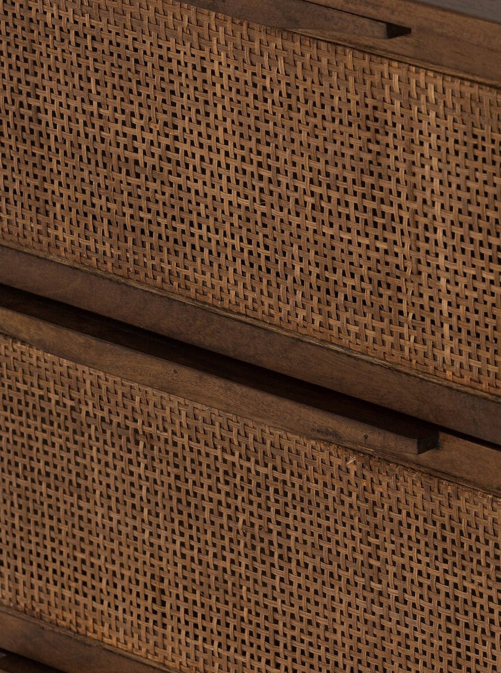 Bria Six Drawer Dresser - Mango Wood, Cane Detail