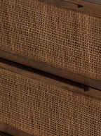 Bria Six Drawer Dresser - Mango Wood, Cane Detail
