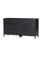 Bria Six Drawer Dresser - Mango Wood, Cane Detail