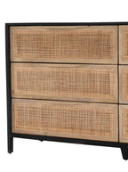 Bria Six Drawer Dresser - Mango Wood, Cane Detail