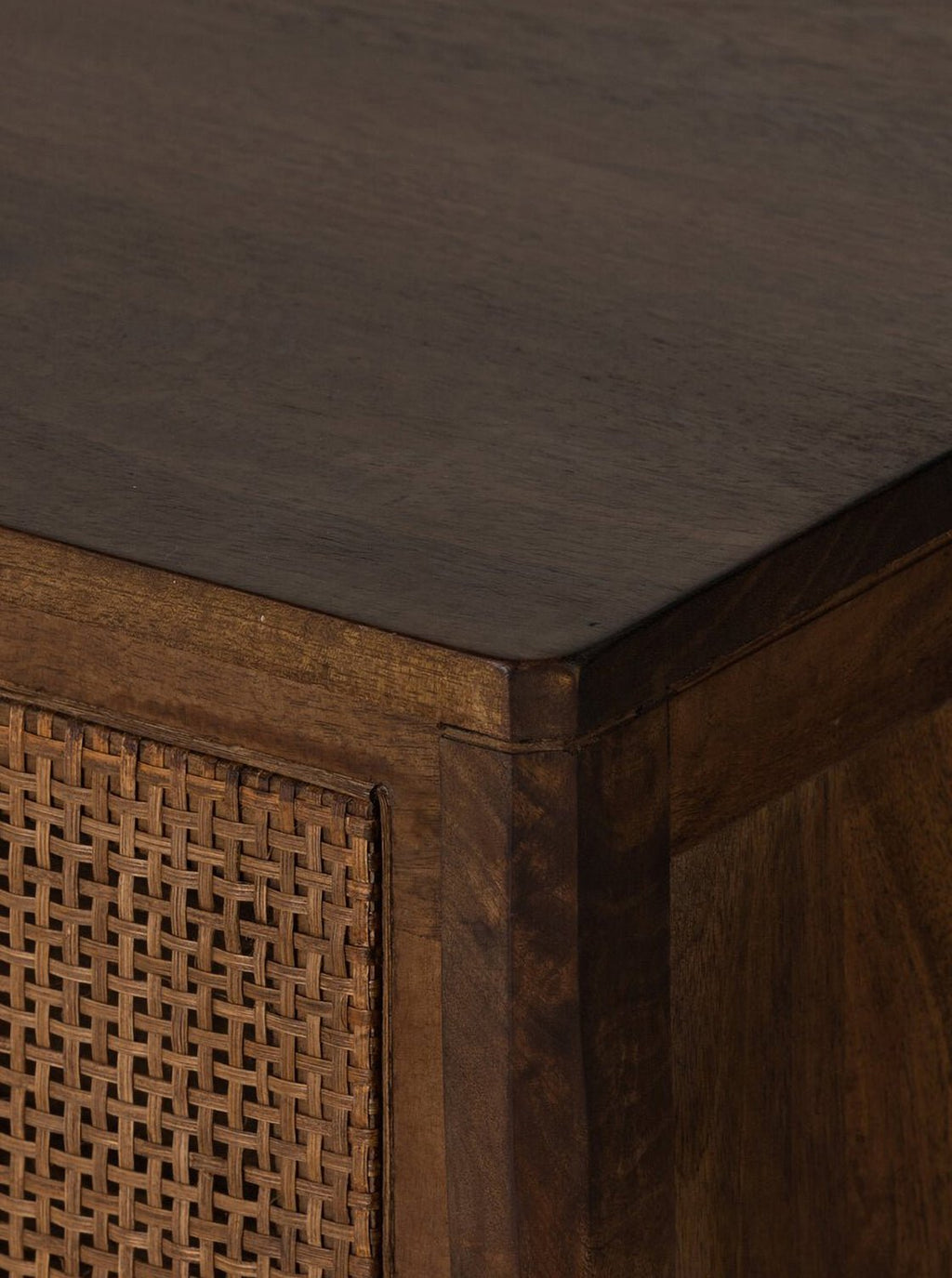 Bria Six Drawer Dresser - Mango Wood, Cane Detail