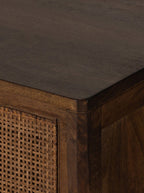 Bria Six Drawer Dresser - Mango Wood, Cane Detail