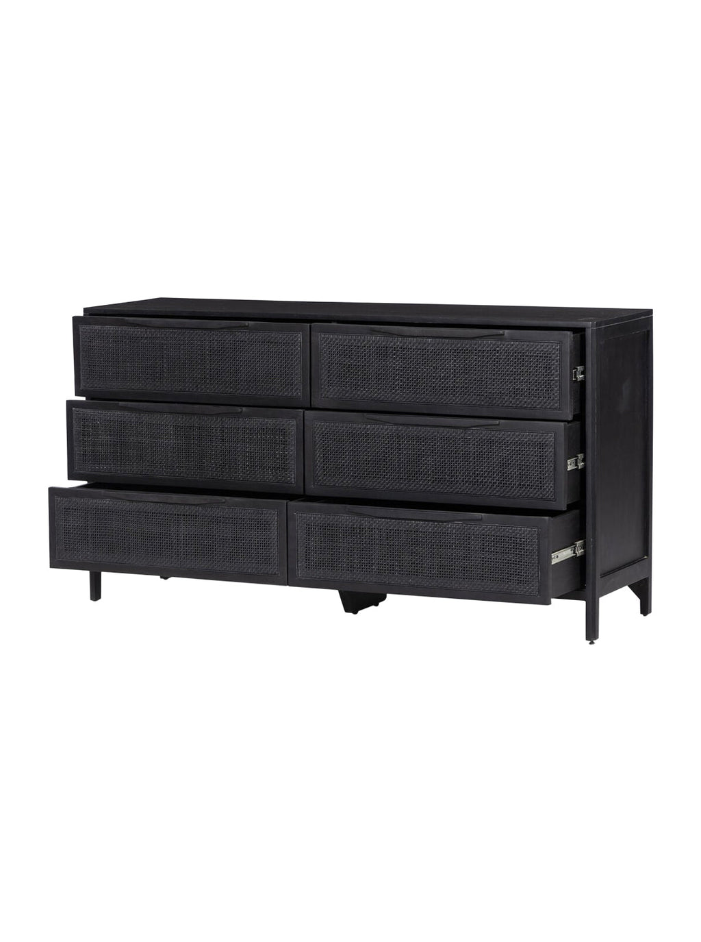 Bria Six Drawer Dresser - Mango Wood, Cane Detail