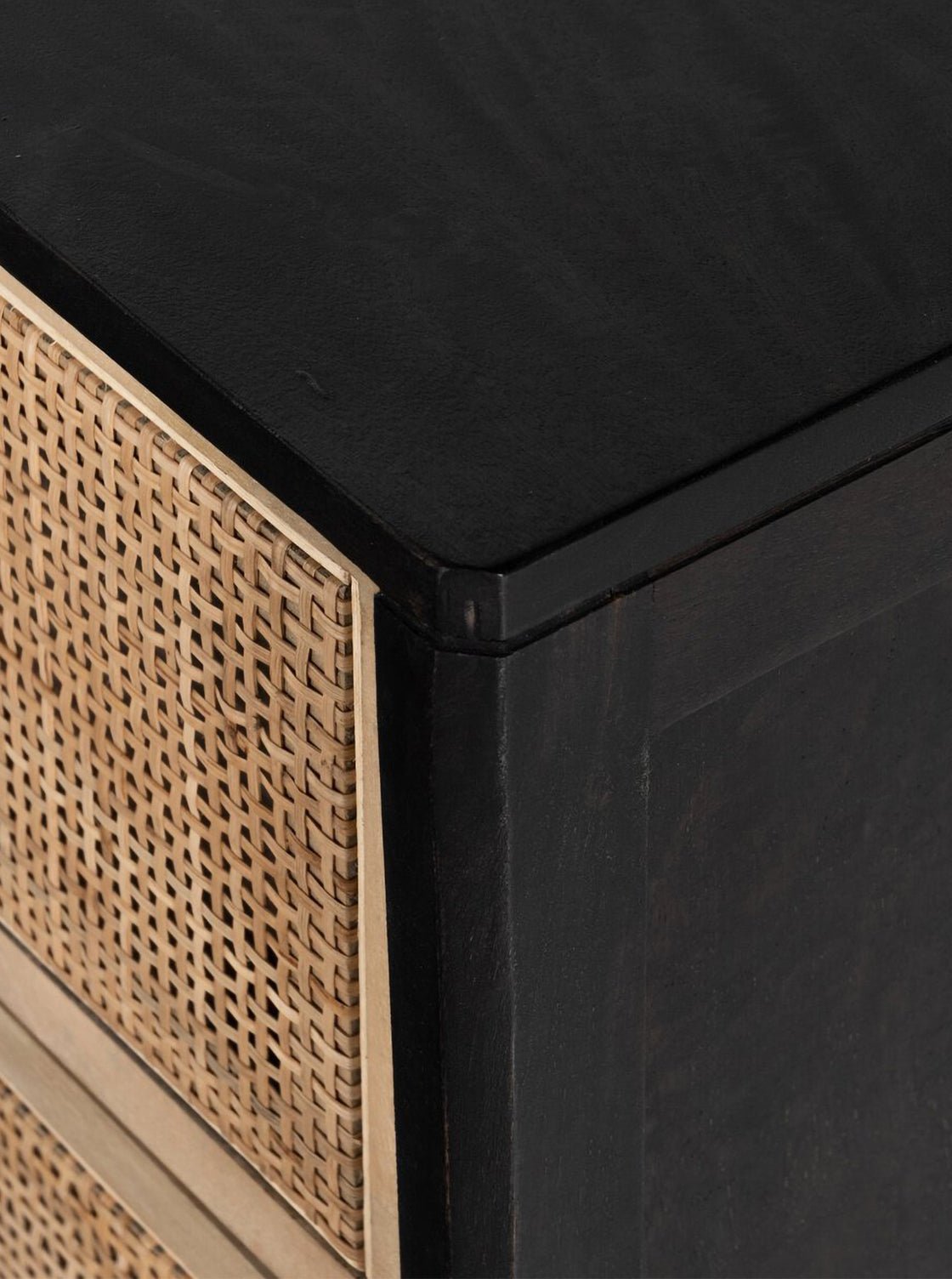 Bria Six Drawer Dresser - Mango Wood, Cane Detail