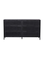 Bria Six Drawer Dresser - Mango Wood, Cane Detail