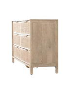 Bria Six Drawer Dresser - Mango Wood, Cane Detail