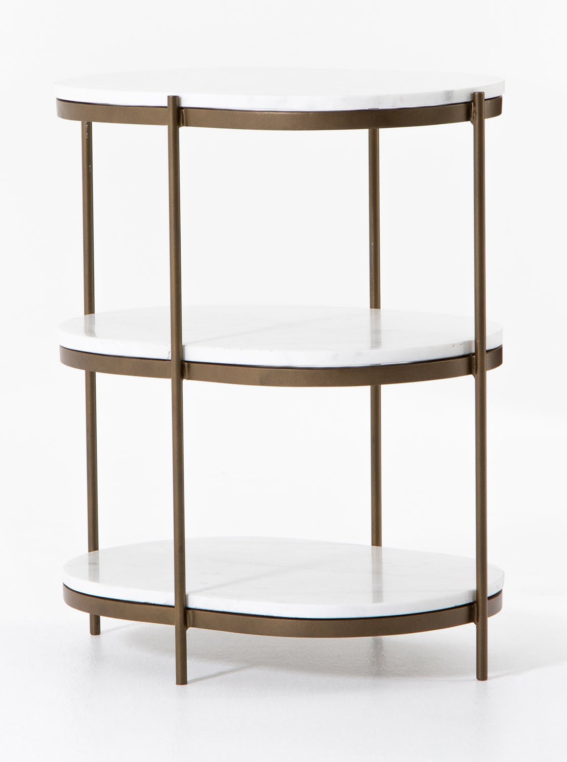 Brianne Oval Nightstand - Metal Base, Stone Top