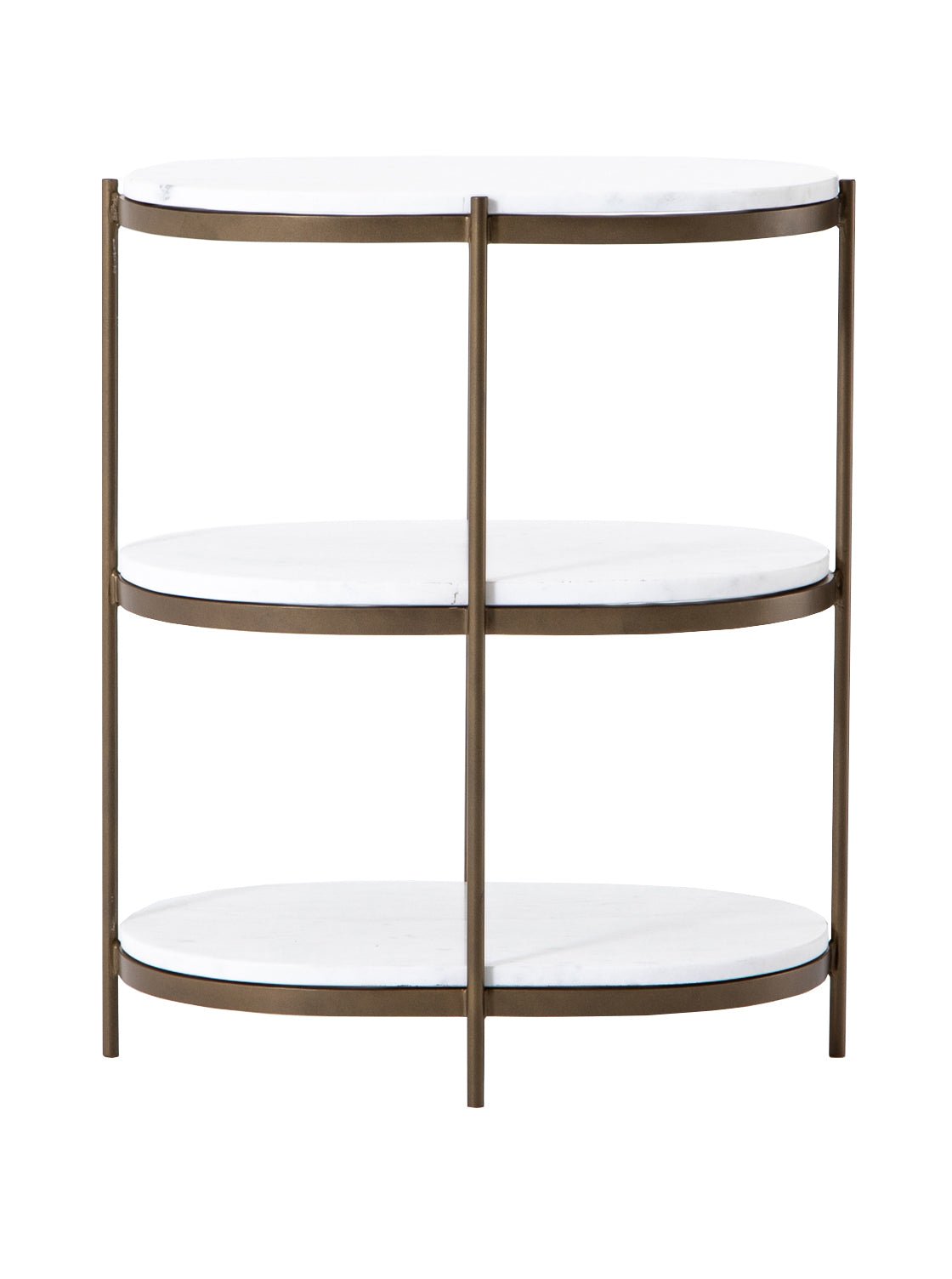 Brianne Oval Nightstand - Metal Base, Stone Top