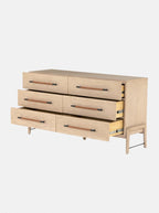 Campbell 6-Drawer Dresser - Leather, Oak Wood