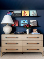 Campbell 6-Drawer Dresser - Leather, Oak Wood