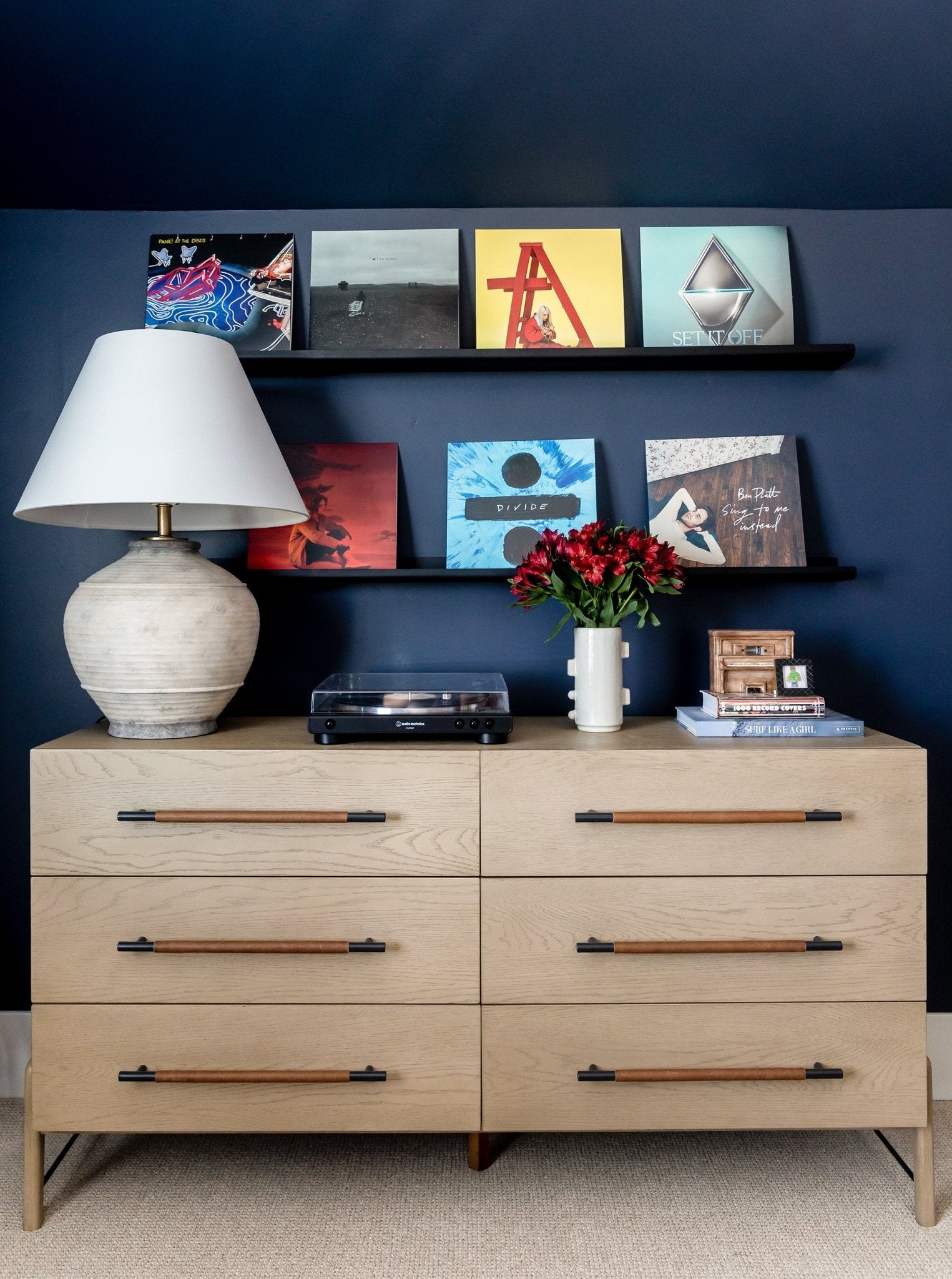 Campbell 6-Drawer Dresser - Leather, Oak Wood