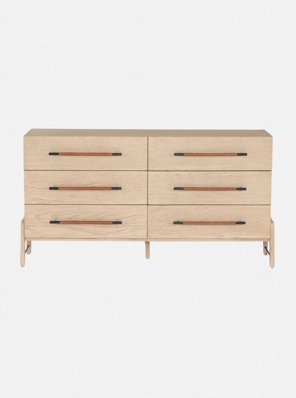 Campbell 6-Drawer Dresser - Leather, Oak Wood