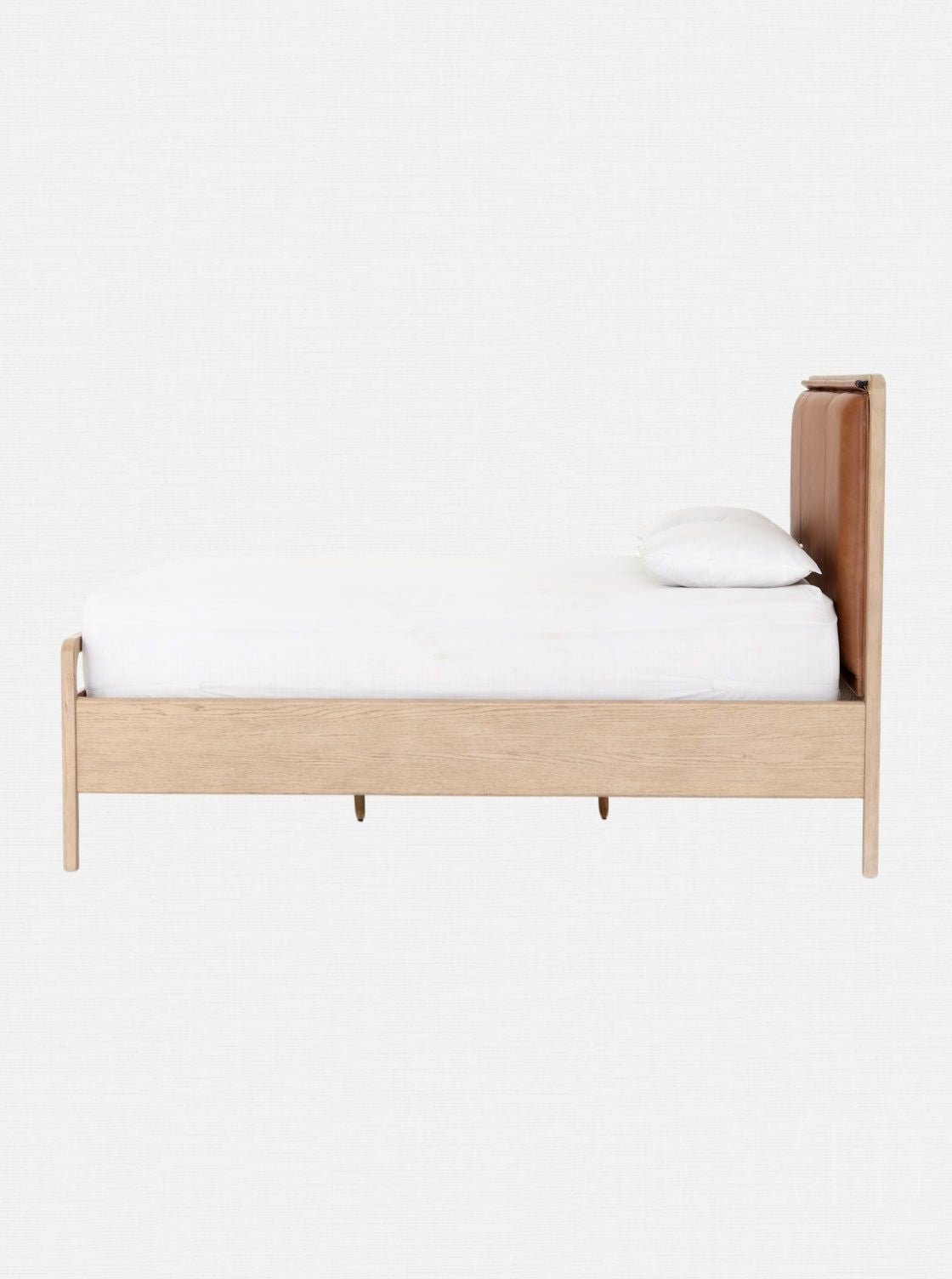 Campbell Bed - Leather, Oak Wood