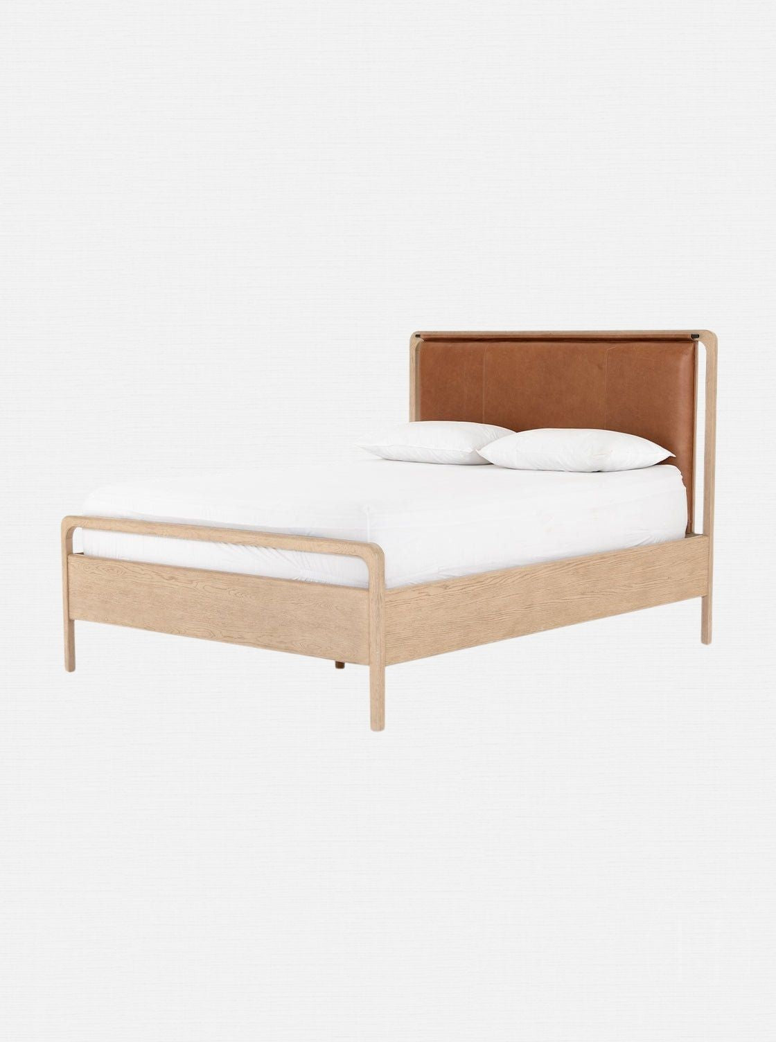 Campbell Bed - Leather, Oak Wood