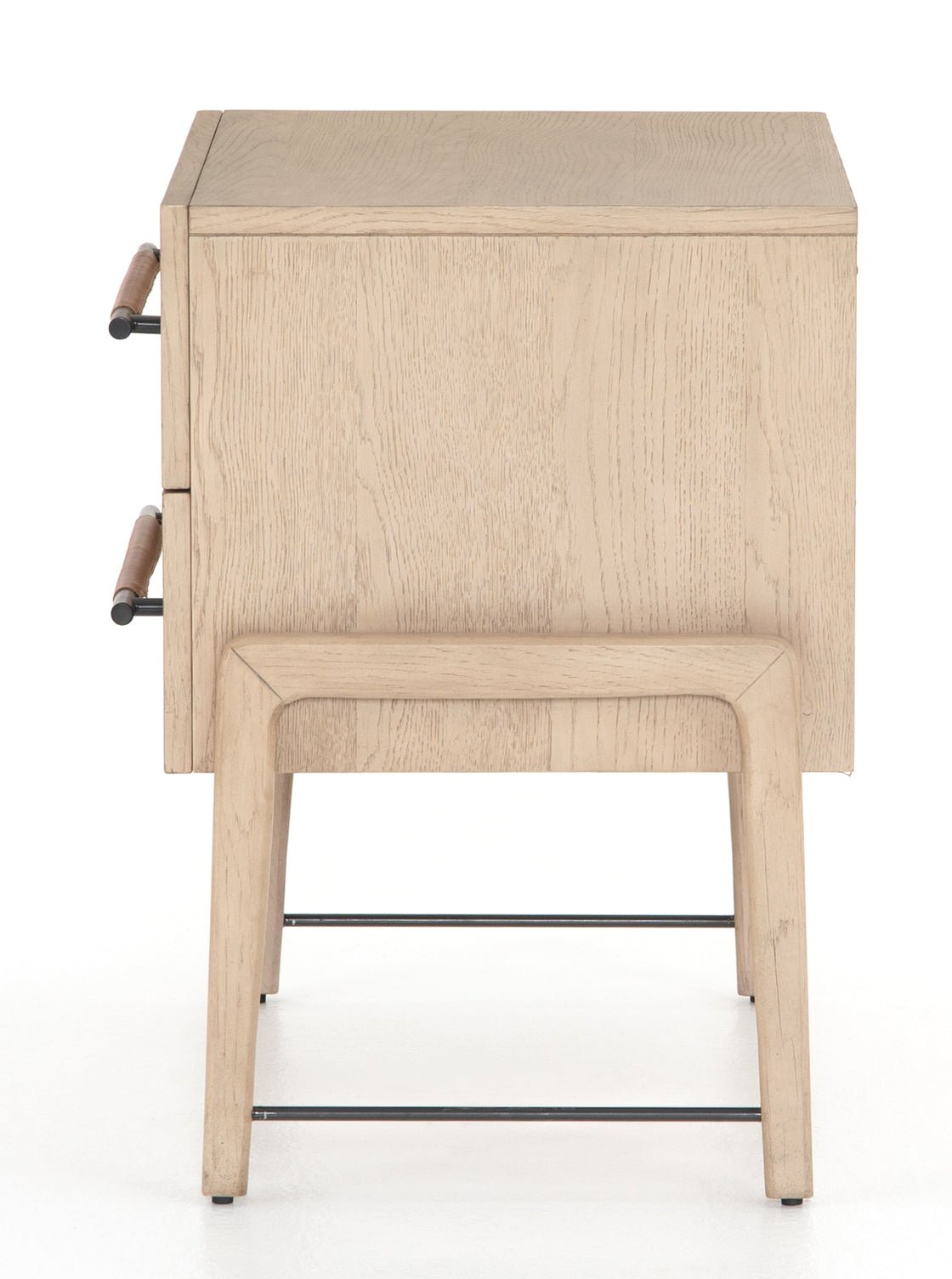 Campbell Nightstand - Leather, Metal Base