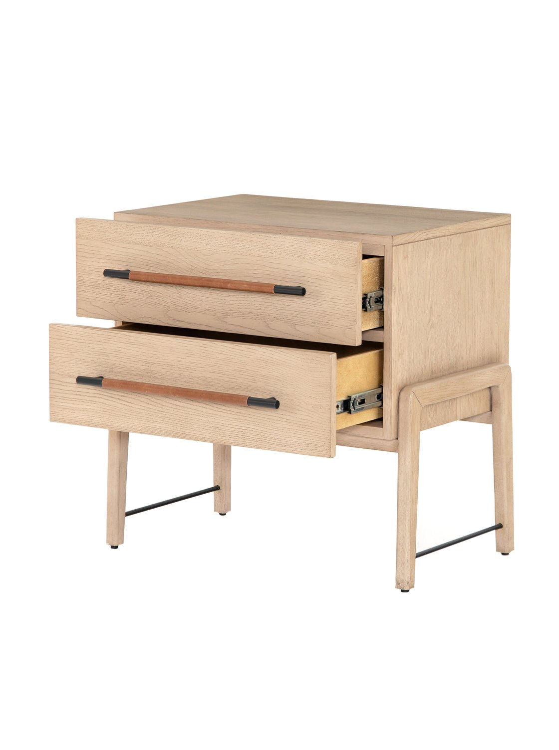 Campbell Nightstand - Leather, Metal Base