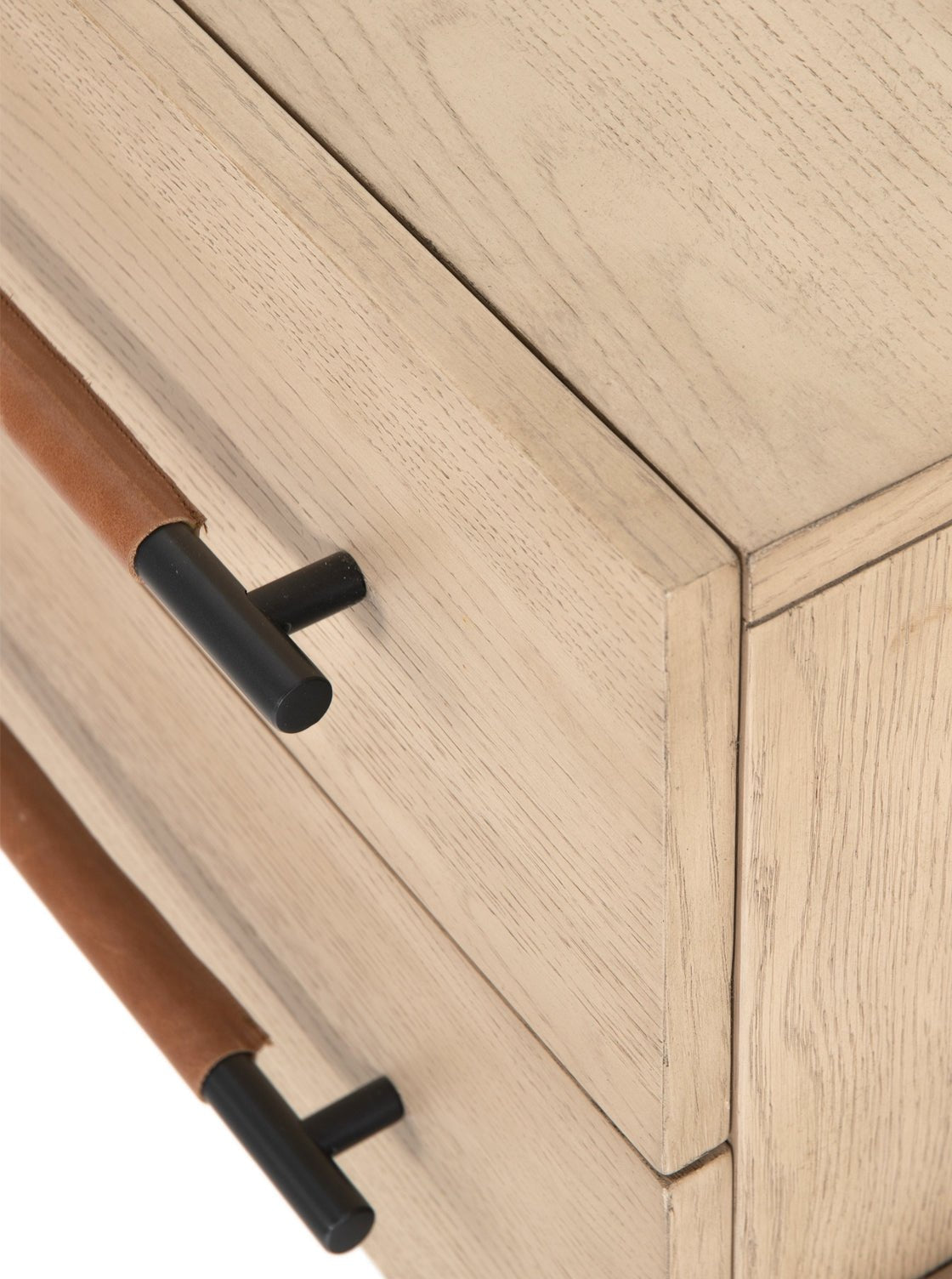 Campbell Nightstand - Leather, Metal Base