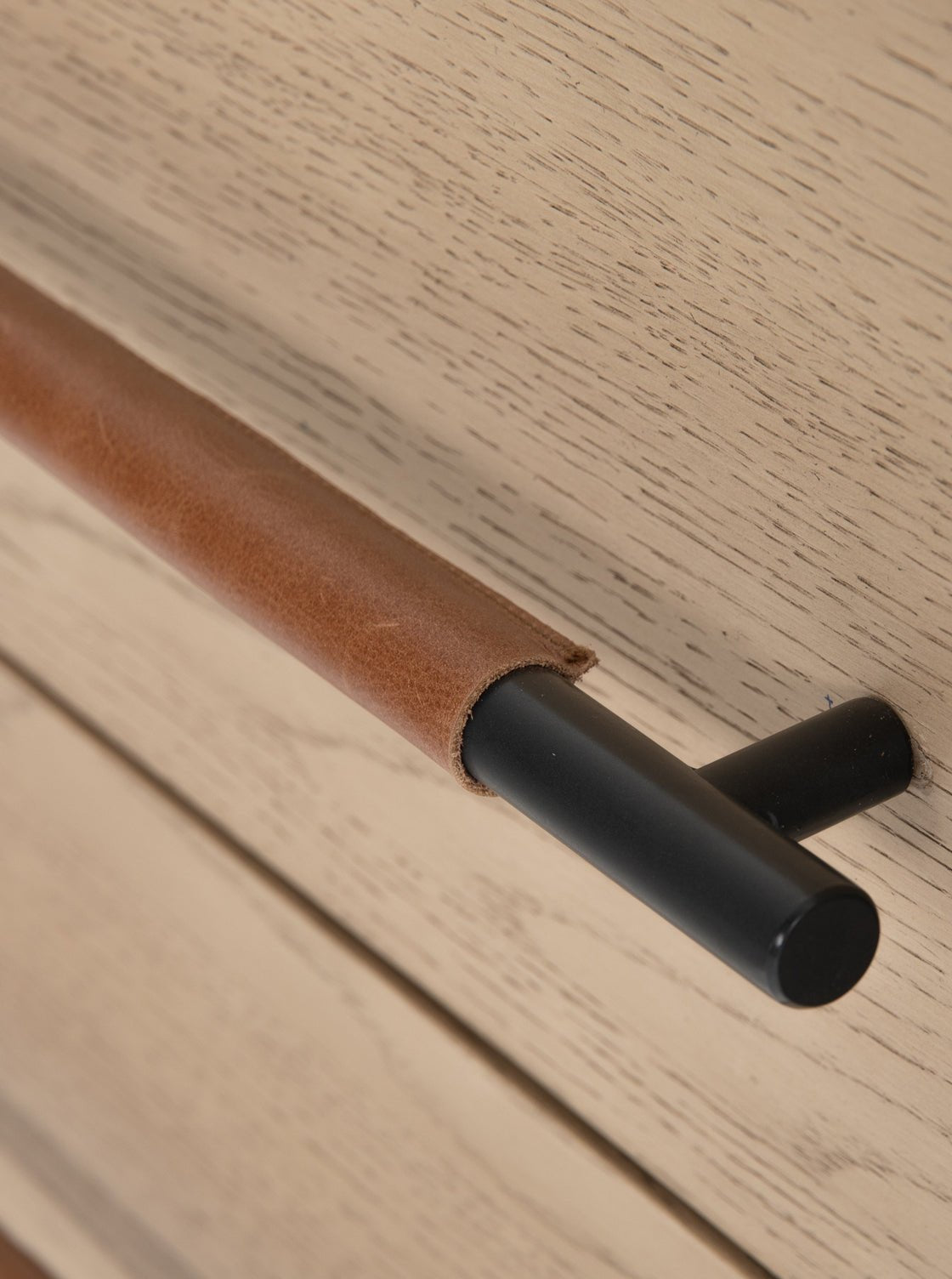 Campbell Tall Dresser - Leather, Oak Wood