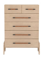 Campbell Tall Dresser - Leather, Oak Wood